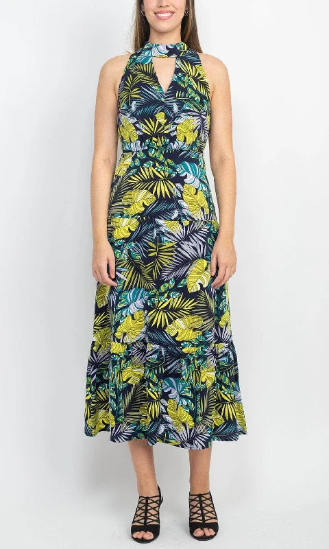 While Supplies Last Sam Edelman 09K751 - Keyhole Front Floral Long Dress
