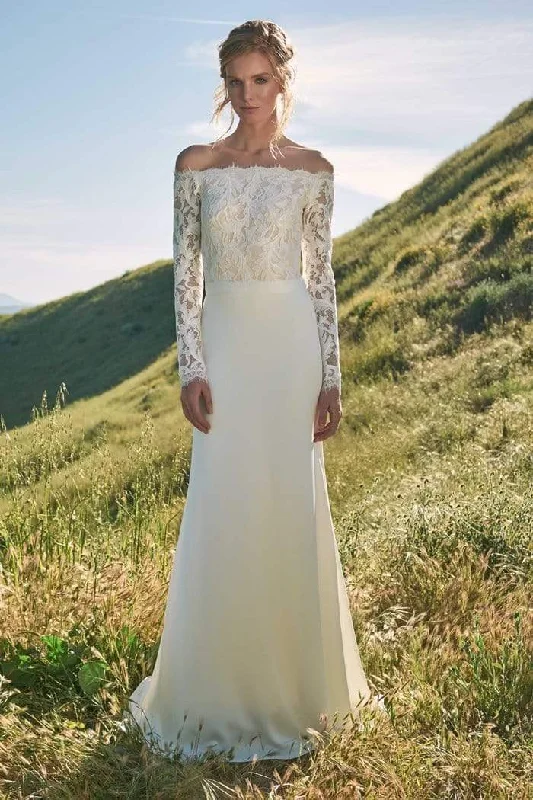 Weekend Special Tadashi Shoji - Scalloped Lace Bodice Off Shoulder Gown