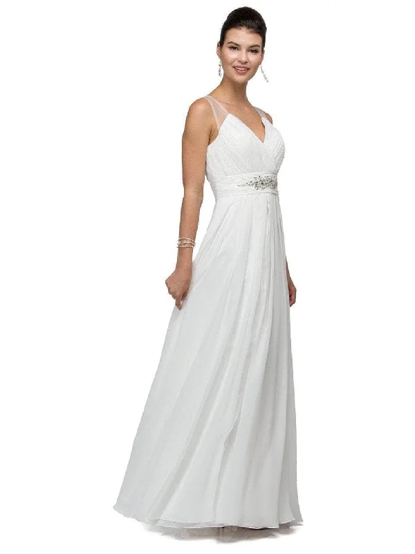 Price Reduction Dancing Queen Bridal 9539 - Illusion Back Ruched Long Dress