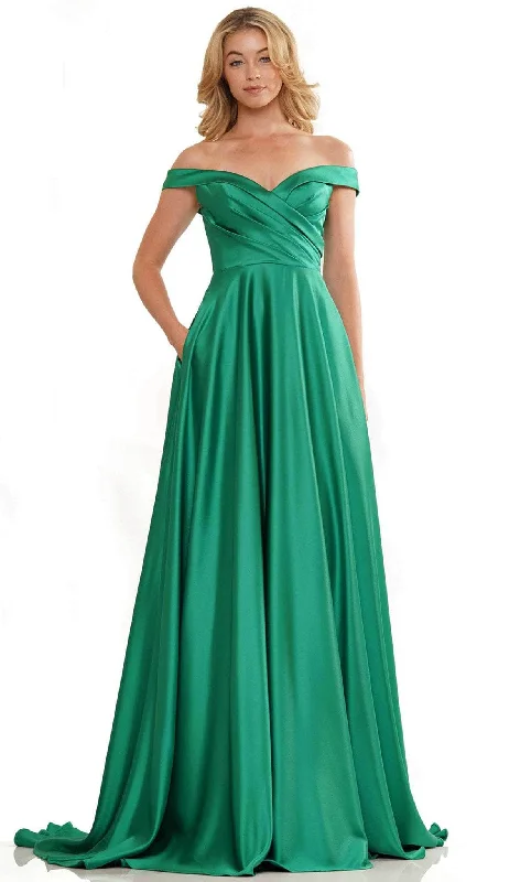 Reduced Prices Colors Dress G1099 - Off Shoulder Satin A-Line Prom Gown