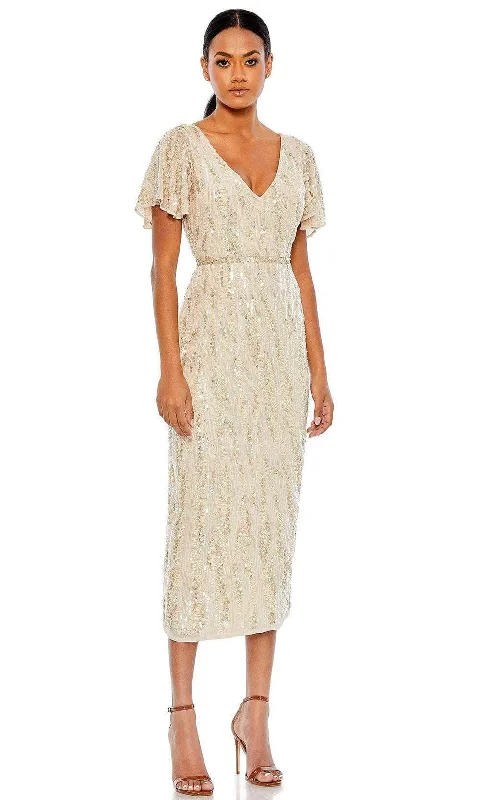 Huge Discounts Mac Duggal 93591 - Plunging Neck Sheath Midi Dress