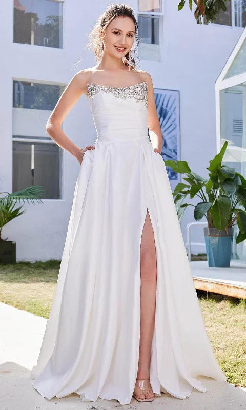 Big Discounts J'Adore Dresses J21028 - Strapless Straight Across Neck Long Dress