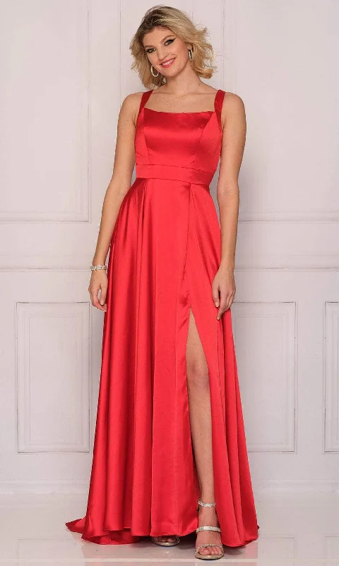 Take Advantage Dave & Johnny A10430 - Straight Across Princess Bodice Satin Gown
