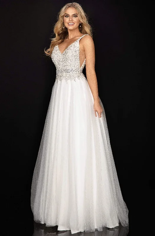 Super Sale Terani Couture - 2011P1178 Beaded Bodice V-Neck A-Line Gown