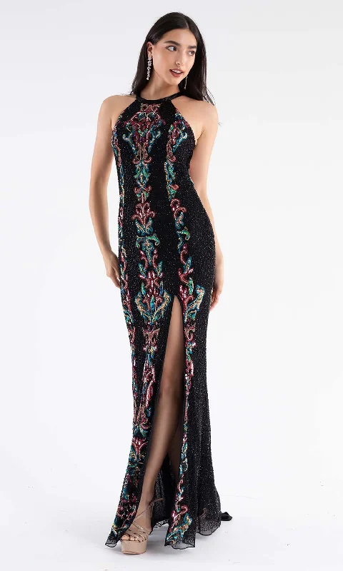Limited Availability Primavera Couture - 3742 Halter Neckline Open Strappy Back Prom Dress