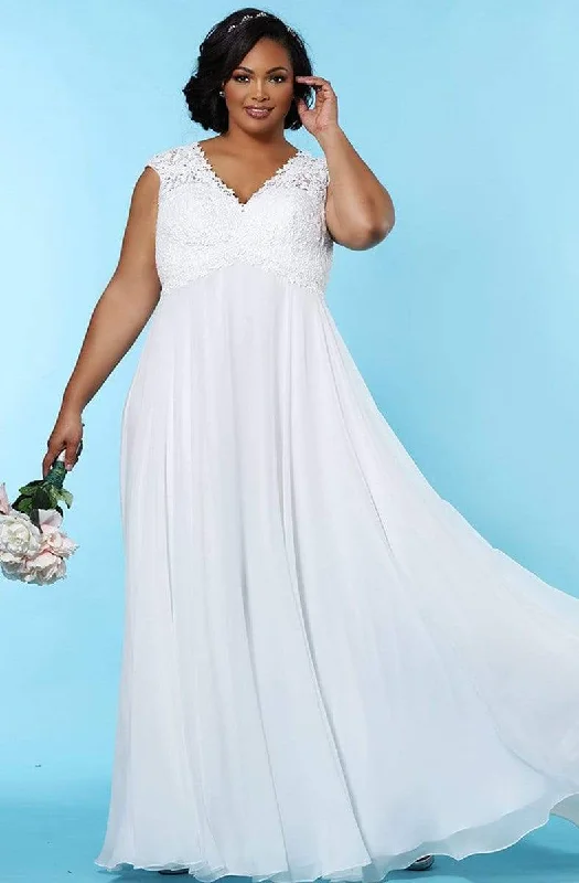 Clearance Sale Sydney's Closet - SC5235 Cap Sleeve Lace Bodice Empire Bridal Gown