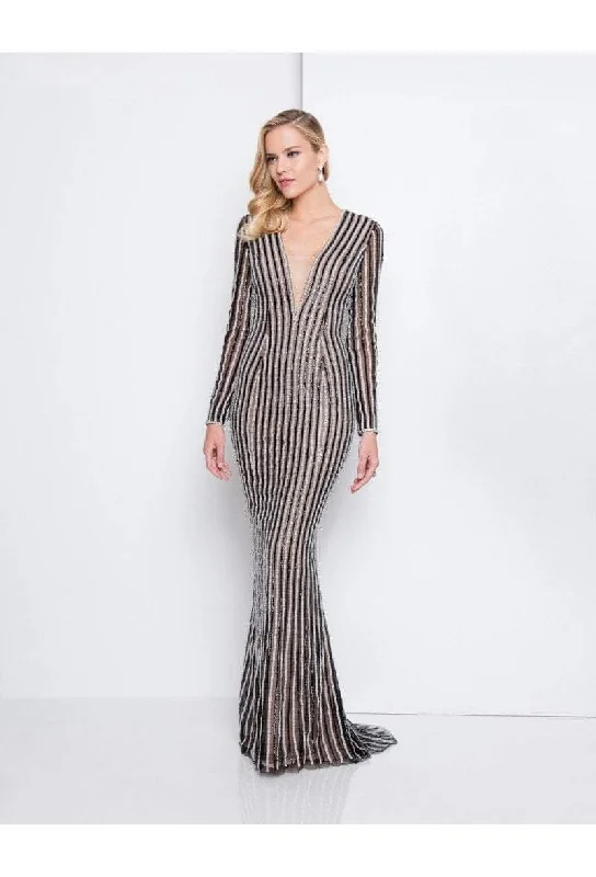 Epic Deals Terani Couture - 1811GL6436 Embellished Deep V-neck Sheath Dress