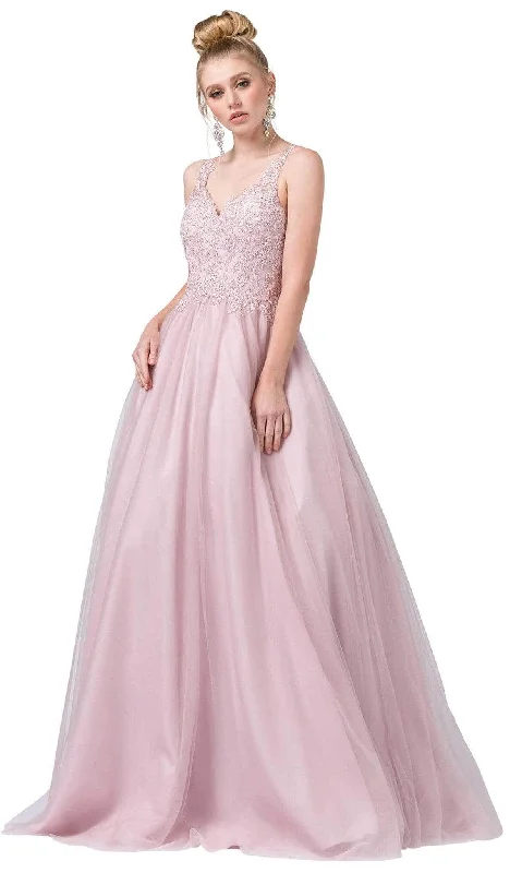 YEAR-End Sale Dancing Queen - Appliqued V-Neck Ballgown 2626