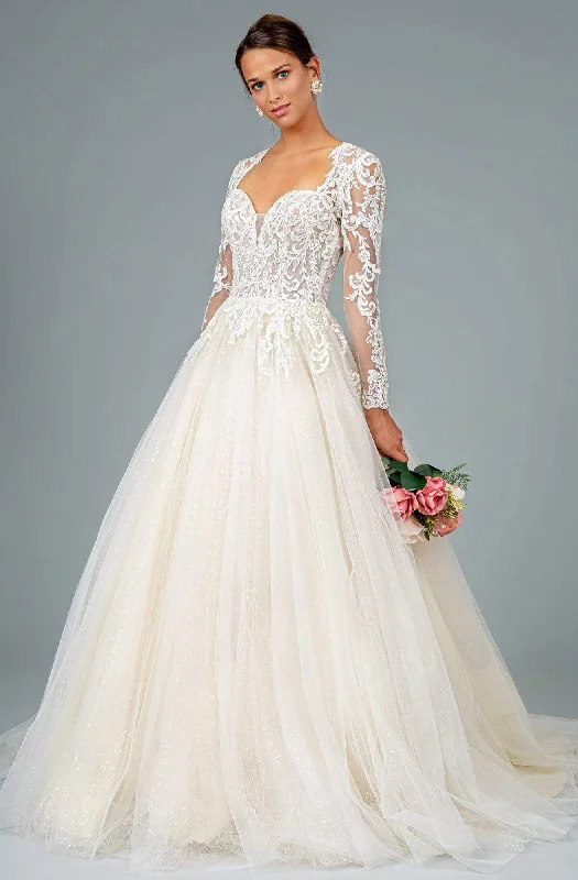 Mega Sale GLS by Gloria - GL1804 Embroidered Plunging V-neck A-line Gown