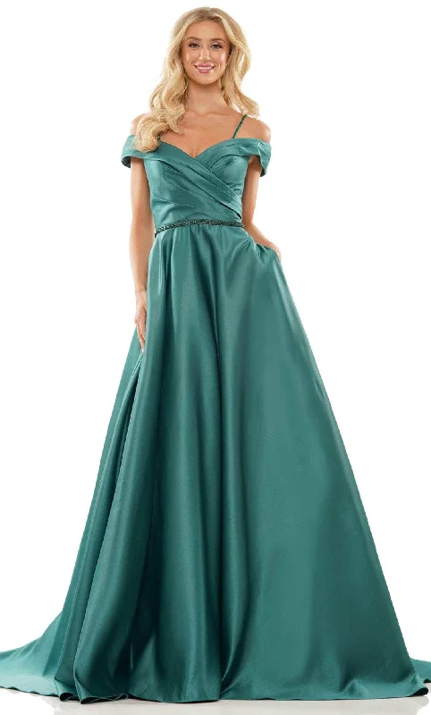Price Rollback Colors Dress 2938 - Off Shoulder Satin Prom Gown