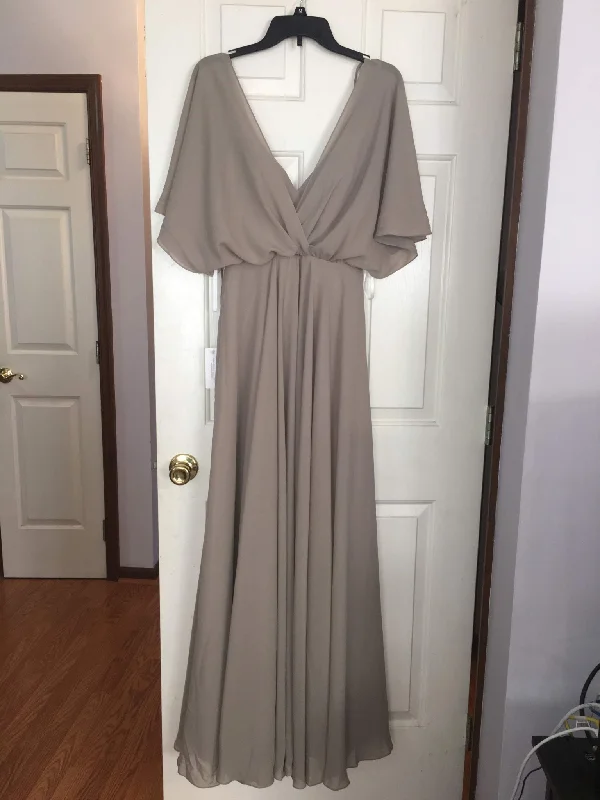 Doorbuster Deal Other V-Neck Sleeved Long Bridesmaid Dress w/ Open Back