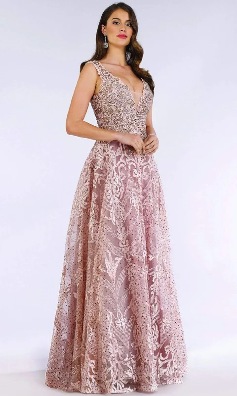 Year-End Clearance Lara Dresses - 29627 Embellished Plunging V Neck A-Line Dress