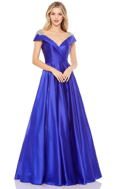 Super Savings Mac Duggal 49239 - Satin V Neck A-Line Gown