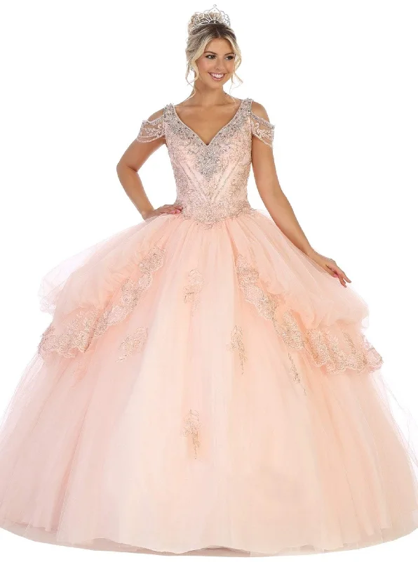 Massive Deals May Queen - LK116 Jeweled Lace Bodice Ruffled Ballgown