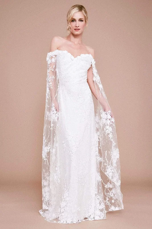 Extra Savings Tadashi Shoji - Haxton Floral Applique Cape Gown