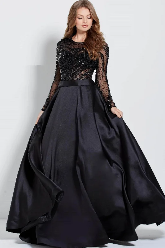 Act Now Jovani - 46066 Stone Embellished Long Sleeves Ballgown
