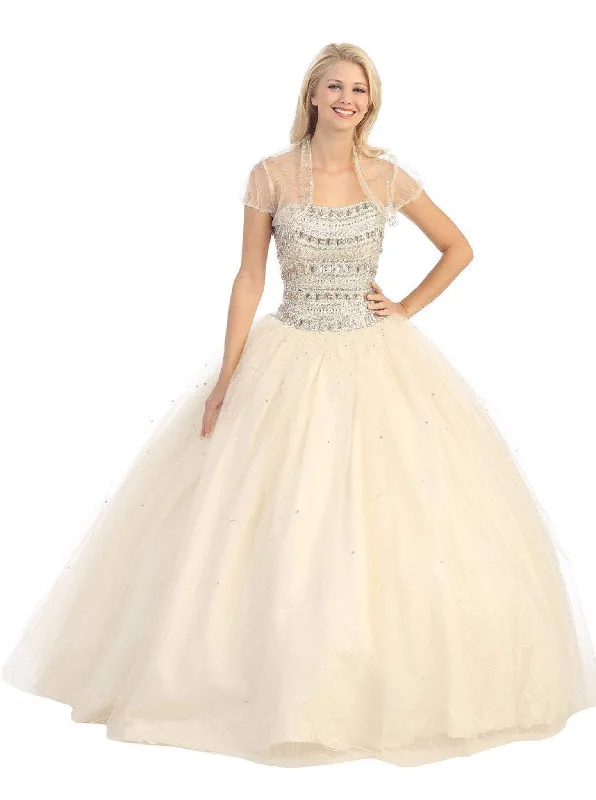 Amazing Deals Eureka Fashion - 3005 Jeweled Semi-Sweetheart Ballgown With Bolero
