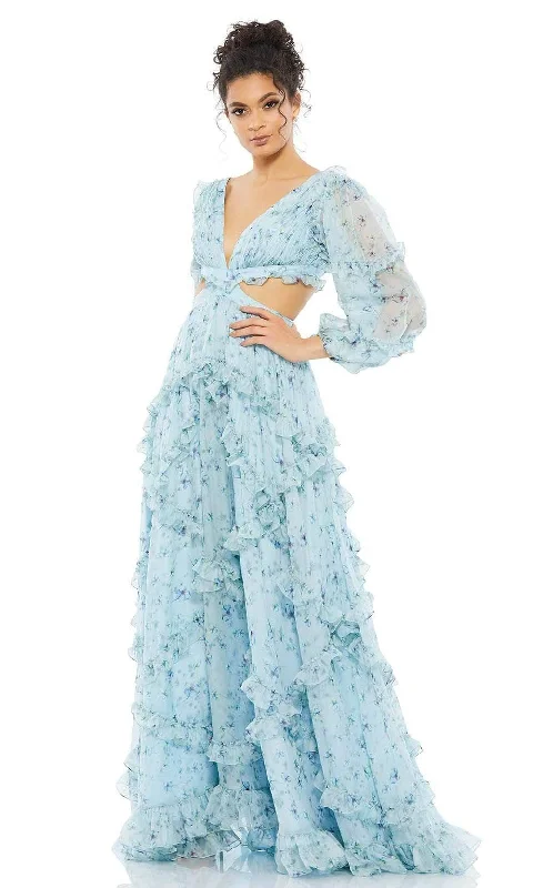 Referral Discount Ieena Duggal - 70249I Ruffle Rich Floral Enchanting Dress