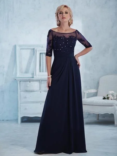 Can't Be Beat Christina Wu Elegance - Beaded Lace Illusion Bateau Dress 17767