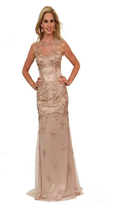 Quick Sale Atria Dresses - Ac667542 Jewel Neck Gown - 1 pc Dusty Rose in Size 2 Available