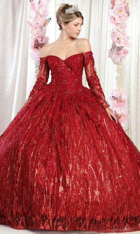 Special Buy May Queen LK162 - Long Sleeve Sequin Prom Ballgown