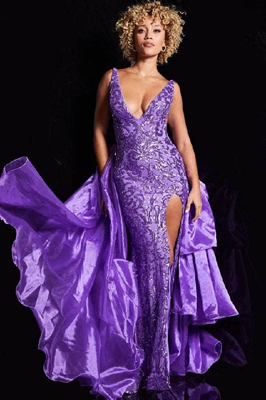 Year-End Sale Jovani 38336 - V-Neck Sequin Embellished Dress