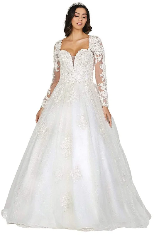 Deep Discounts Dancing Queen - 156 Embroidered Long Sleeve Deep Sweetheart Gown