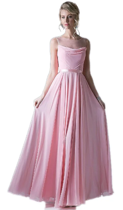 Price Fest Cinderella Divine - Sleeveless Illusion Bateau Pleated A-line Dress