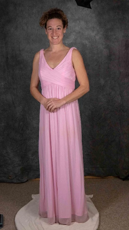 Factory Direct Sale David's Bridal Long Mesh Dress with Cowl Back Detail/F15933