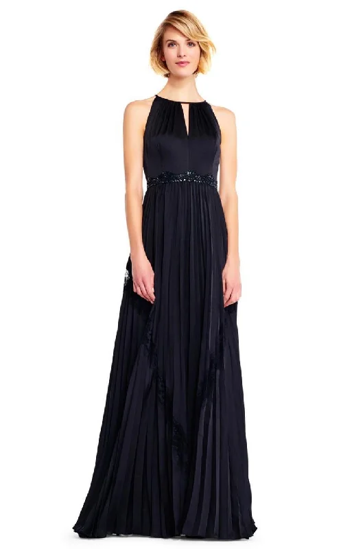 Deal Explosion Adrianna Papell - AP1E201701 High Halter Keyhole Cutout Accordion Gown