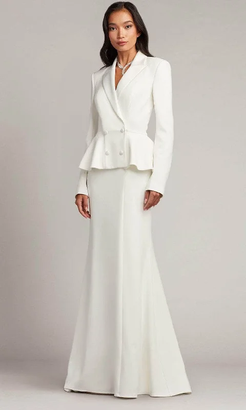 Shop and Save Tadashi Shoji BOS23303LBR - Tuxedo V-Neck Long Gown