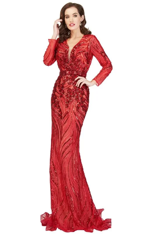 Great Bargains Cecilia Couture - 1865 Sequined Plunging V-Neck Evening Gown