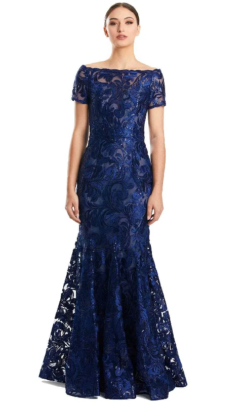 Quick Sale Alexander by Daymor 1859F23 - Short Sleeve Lace Applique Long Dress
