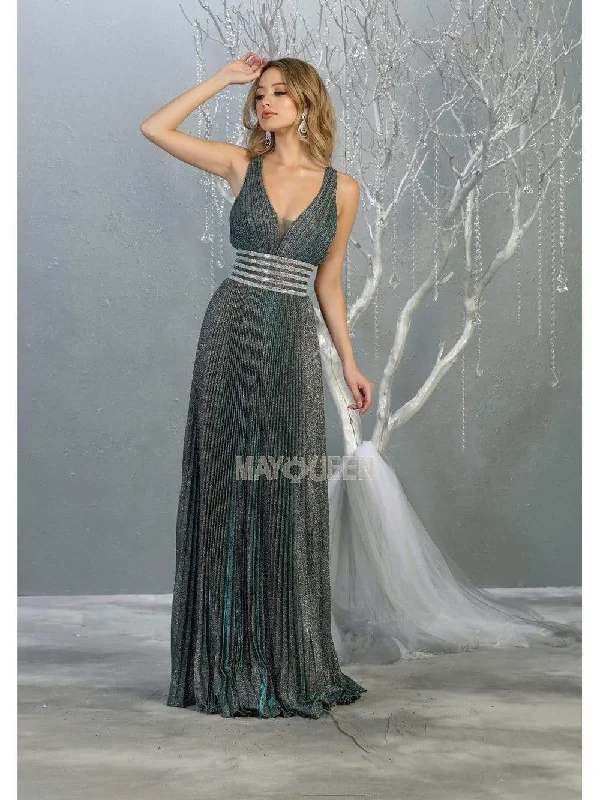 Deal Frenzy May Queen - RQ7828 Strappy Plunging V-Neck A-Line Dress