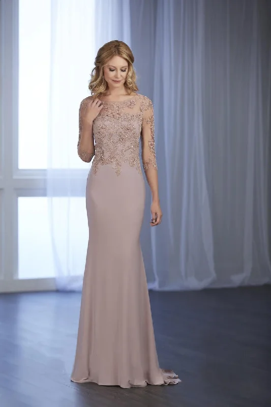 Deal Dash Christina Wu Elegance - Beaded Lace Illusion Bateau Jersey Gown 17852