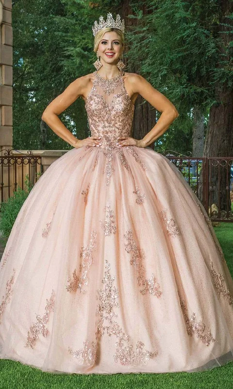 Low Prices Dancing Queen - 1628 Halter Neck Embellished Ballgown