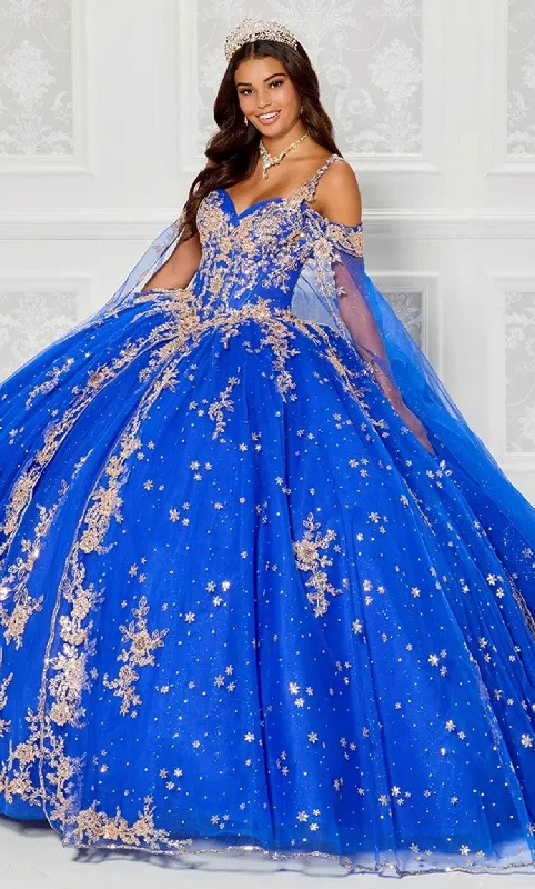 Final Sale Princesa by Ariana Vara PR30087 - V-Neck Tiered Back Ballgown
