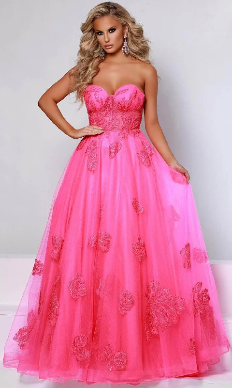 Deep Discounts Johnathan Kayne 2518 - Embroidered Applique Strapless Long Dress
