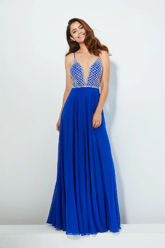Epic Deals Angela & Alison - 81053 Bedazzled Deep V-neck A-line Dress