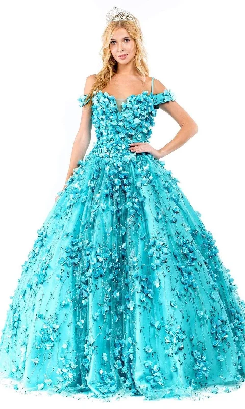 Huge Discounts Elizabeth K - GL1962 Blossom Ornate Off Shoulder Ballgown