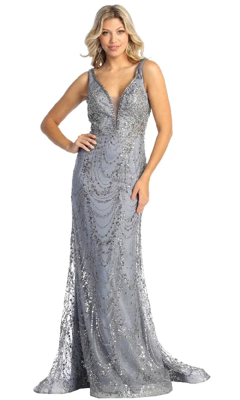 Midnight Sale May Queen RQ7939 - Illusion Bead Embellished Sheath Dress