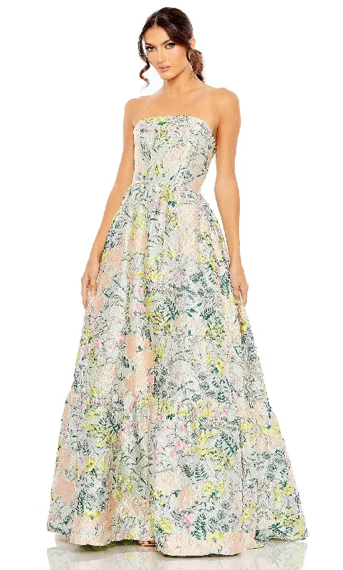 Overstock Mac Duggal 11604 - Brocade Strapless Floral Gown