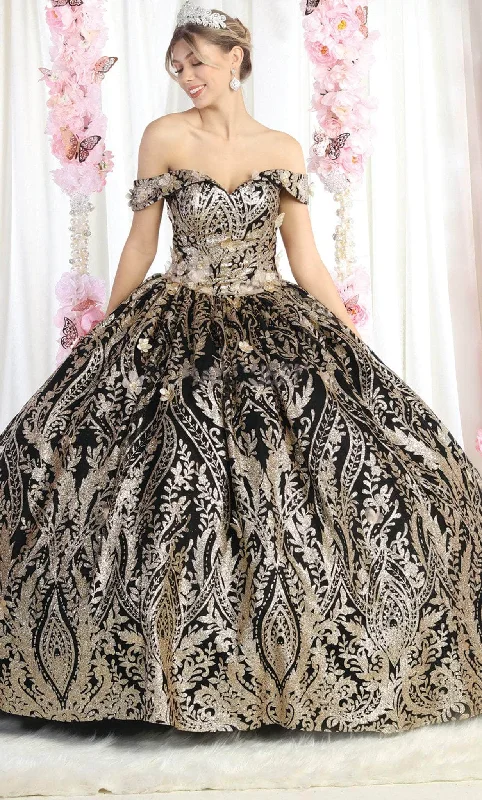 Blowout Sale May Queen LK186 - Metallic Motif Quinceanera Ballgown