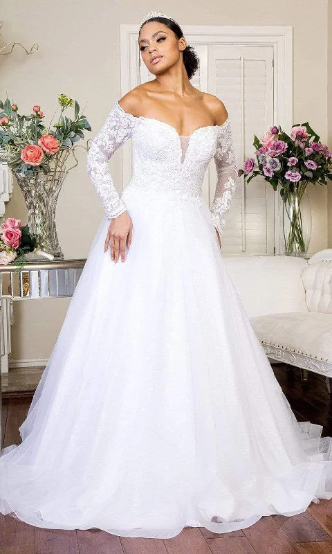 Flash Deals GLS by Gloria - GL1937 Embroidered Long Sleeves A-Line Dress