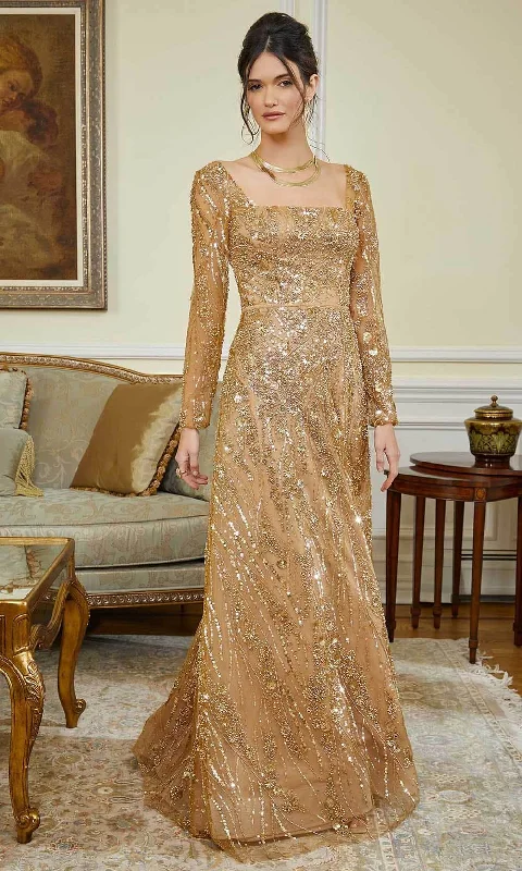 Warehouse Sale MGNY By Mori Leee 72843 - Square Neck Beaded Evening Gown