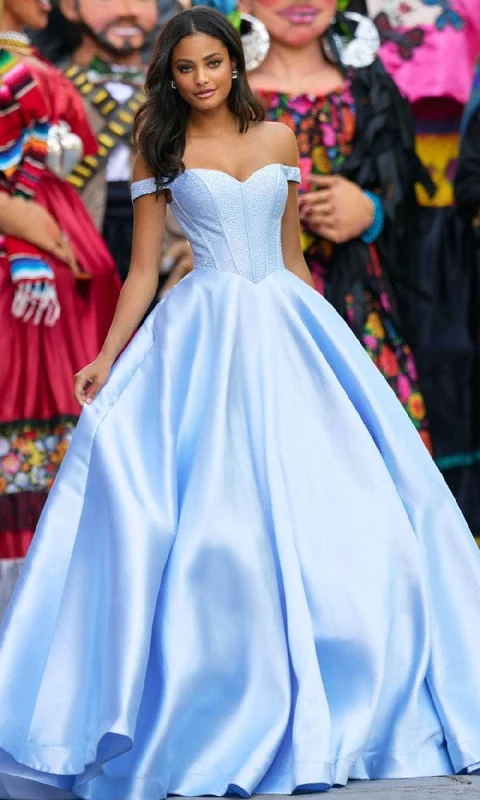 Overstock Sale Sherri Hill 55065 - Off Shoulder Embellished Ballgown