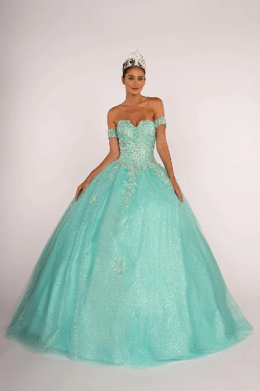 Stock Clearance Elizabeth K - GL2604 Strapless Sweetheart Appliqued Glitter Ballgown