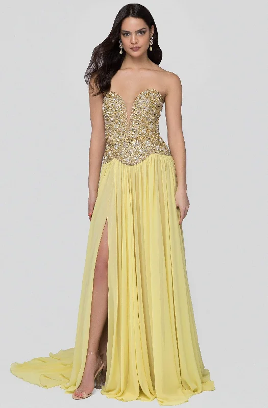Hurry In Terani Couture - 1912P8239 Beaded Plunging Sweetheart Dress