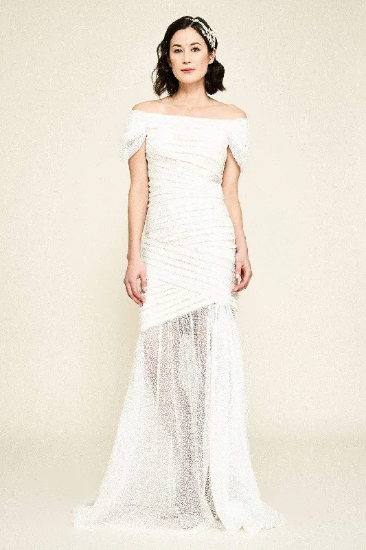 Flash Sale Tadashi Shoji - Tacita Off-The-Shoulder Sequin Gown