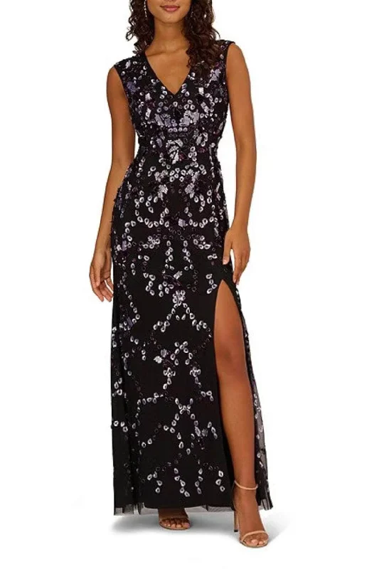 Limited Time Adrianna Papell AP1E210845 - Beaded Ornate V-Neck Evening Dress